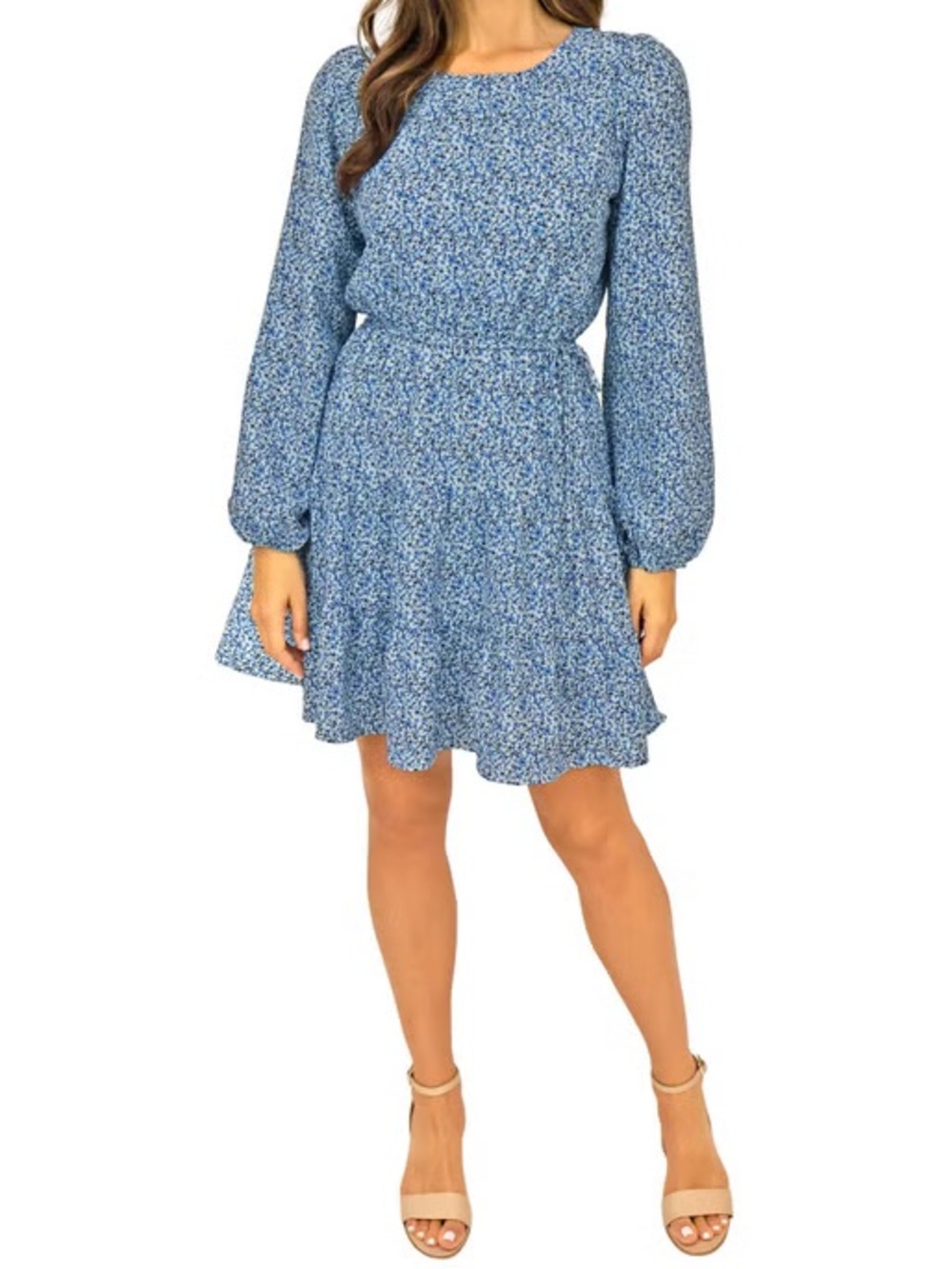Draper James Women's Blue Long-Sleeve Tiered Dress, Large- NWT